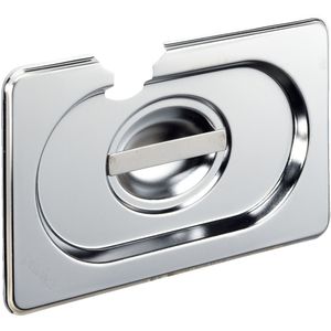 PULSIVA GN deksel Basic met lepeluitsparing 1/9; Maat GN 1/9, 17.6x10.8 cm (LxB); zilver