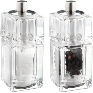 VEGA Zout en pepermolen Alma; 25ml, 3.8x9x3.8 cm (BxHxD); transparant; 2 stuk / verpakking