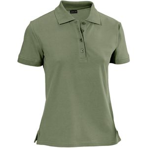 JOBELINE Polo dames korte mouw Cato slim fit; Kledingmaat S; olijf