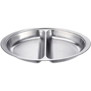 PULSIVA Chafing Dish inzetbak 2 vaks; 51.5x31.3x6.5 cm (BxDxH); zilver