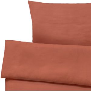 ERWIN M. Beddengoed Libra Musselin; 140x200 cm (BxL), 70x90 cm (LxB); terracotta