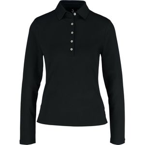 JOBELINE Polo dames lange mouw Malme regular fit; Kledingmaat XS; zwart