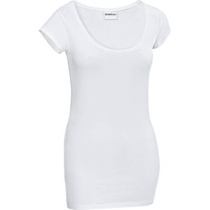 PULSIVA Dames-T-shirt Double Crew; Kledingmaat S; wit; 2 stuk / verpakking