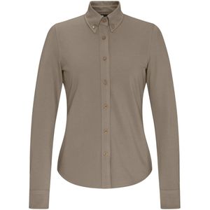 JOBELINE - Damesblouse - Taupe - Piqué - Lange Mouw