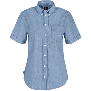 JOBELINE Dames blouse Chambray korte mouw; Kledingmaat 46; blauw