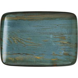 Bonna Schaal Madera Mint rechthoekig; 23x16 cm (LxB); turquoise/bruin/zwart; rechthoekig; 12 stuk / verpakking