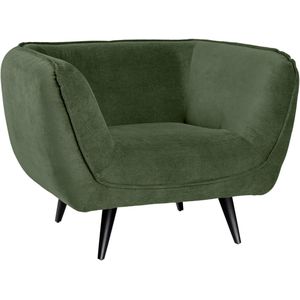 VEGA Fauteuil Kelso ribstof, zwarte poten; 110x88x76 cm (BxDxH); zitting groen, frame zwart