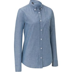 JOBELINE Damesblouse Chambray lange mouwen; Kledingmaat 34; blauw