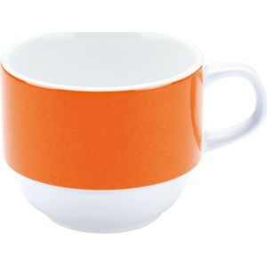 PULSIVA Koffiekop Multi-Color; 160ml, 7x6 cm (ØxH); wit/oranje; rond; 6 stuk / verpakking