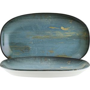 Bonna Schaal Madera Mint ovaal; 19x11 cm (LxB); turquoise/bruin/zwart; ovaal; 12 stuk / verpakking