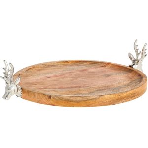 . Decoratieve platte schaal Raku; 33x2 cm (ØxH); bruin/zilver