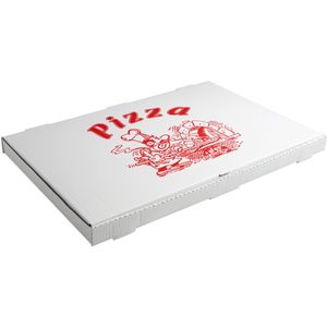 VEGA Pizzadoos; 60x40x4 cm (LxBxH); rood/wit; rechthoekig; 50 stuk / verpakking