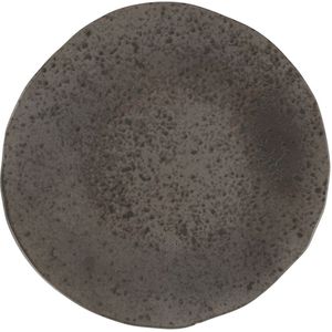 Porland Plat bord Ironstone; 22.5x2.75 cm (ØxH); donkerbruin/zwart; rond; 6 stuk / verpakking