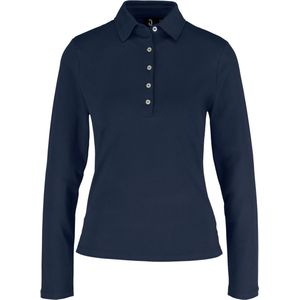 JOBELINE Polo dames lange mouw Malme regular fit; Kledingmaat M; navy
