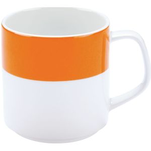 PULSIVA Beker Multi-Color; 245ml, 6x7.8 cm (ØxH); wit/oranje; rond; 6 stuk / verpakking