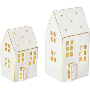 LED-lichthuizen in set Alnesa  2-delig; wit/goud