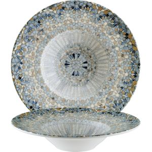 Bonna Pastabord Luca Mosaic; 400ml, 28x5.5 cm (ØxH); oranje/donkerblauw/lichtblauw/geel/wit; rond; 6 stuk / verpakking