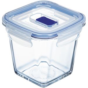 PULSIVA Glazen schaal Pure Box Active met deksel vierkant; 750ml, 12.2x12.2x11.85 cm (LxBxH); transparant; vierkant; 6 stuk / verpakking