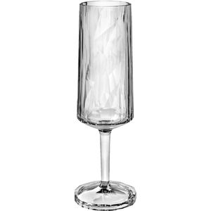 koziol Champagneglas Flute Club No. 14 Superglas II; 180ml, 6.6x20.2 cm (ØxH); lichtgrijs/transparant; 0.1 l vulstreepje, 10 stuk / verpakking