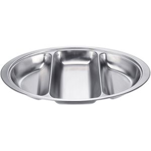 PULSIVA Chafing Dish inzetbak 3 vaks; 51.5x31.3x6.5 cm (BxDxH); zilver