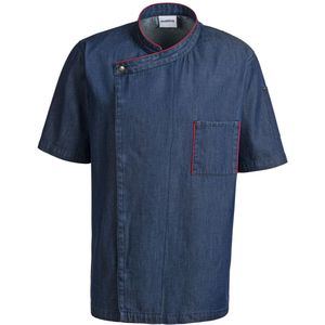 PULSIVA Heren koksbuis Jason korte mouwen; Kledingmaat 46; denim, bies in rood