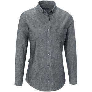 JOBELINE Damesblouse Chambray lange mouwen; Kledingmaat 38; grijs