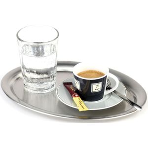 APS Dienblad koffietent mat; 26.5x19.5x1.5 cm (LxBxH); zilver; ovaal