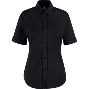 JOBELINE Blouse korte mouw Piqué slim fit; Kledingmaat XS; zwart