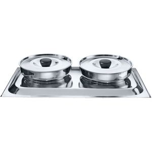 PULSIVA Chafing dish opzetstuk Duo; Maat GN 1/1, 8400ml, 55x32x35 cm (BxHxD); zilver