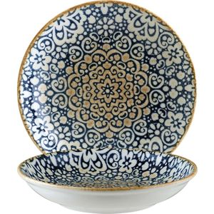 Bonna Diep bord Alhambra; 500ml, 20x3.5 cm (ØxH); blauw/wit/bruin; rond; 12 stuk / verpakking