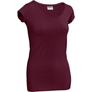 PULSIVA Dames-T-shirt Double Crew; Kledingmaat S; bordeaux; 2 stuk / verpakking