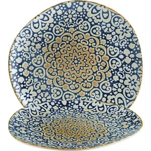Bonna Platte borden organisch Alhambra; 29x27 cm (LxB); blauw/wit/bruin; organisch; 6 stuk / verpakking