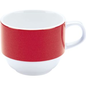 PULSIVA Koffiekop Multi-Color; 160ml, 7x6 cm (ØxH); wit/rood; rond; 6 stuk / verpakking