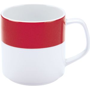 PULSIVA Beker Multi-Color; 245ml, 6x7.8 cm (ØxH); wit/rood; rond; 6 stuk / verpakking