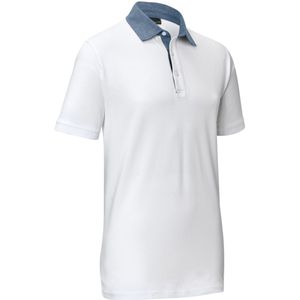 JOBELINE Herenpolo Cato Chambray; Kledingmaat S; wit