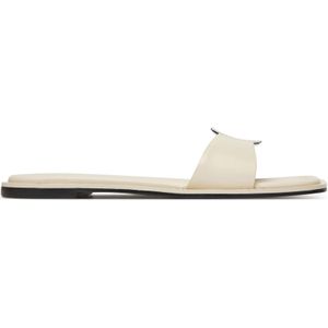 Pantoletten Calvin Klein Flat Slide W/Ck Hw Big - Lth HW0HW02482 Écru
