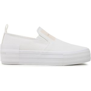 Sneakers aus Stoff Calvin Klein Jeans Bold Vulc Flatf Slipon Wn YW0YW01040 Weiß