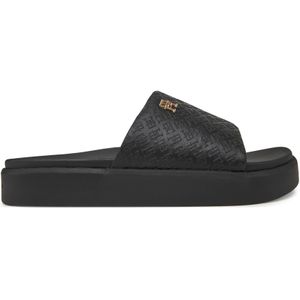 Pantoletten Tommy Hilfiger Platform Monogram Poolslide FW0FW08526 Schwarz