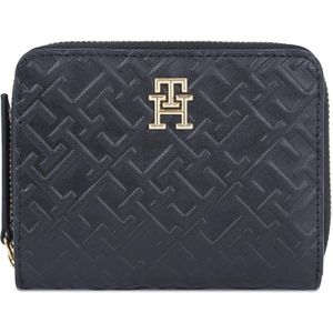 Kleine Damen Geldbörse Tommy Hilfiger Th Refined Med Za Mono AW0AW15755 Schwarz