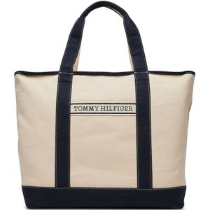 Handtasche Tommy Hilfiger Th Summer Canvas Tote AW0AW17421 Beige
