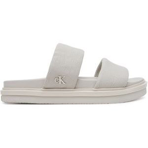 Pantoletten Calvin Klein Jeans Flat Molded Dbl Bar Sandal Cv YM0YM01222 Grau