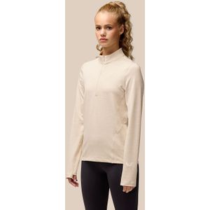 Dames Flow Training Fleece Halve Rits Top - Beige