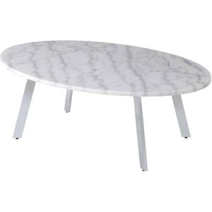 Proville Ovale Salontafel Marmer  Wit, Chroom