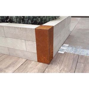 MBI Afdekrand (hoekstuk) Corten voor stapelblok 15x15x43 cm