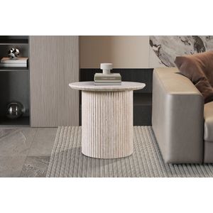 Rousseau - Salontafel - Lagos - Ø50x46cm - MDF - Imitatie Travertijn