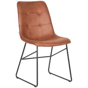 LABEL51 Eetkamerstoel Slim - Cognac - Microfiber - Black Frame