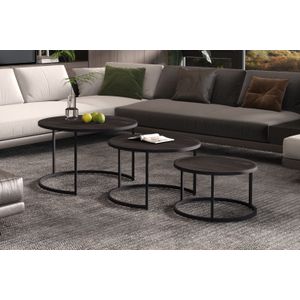 Lennox - Salontafel Set - 3-delig - Mango Hout - Zwart