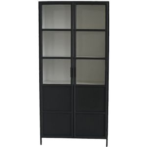 Vitrinekast Bronx - 90x40x190 - zwart/grijs -  Metaal
