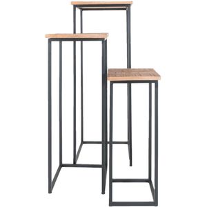 Plantentafels Sam Vierkant - Set van 3 - Bruin Mangohout