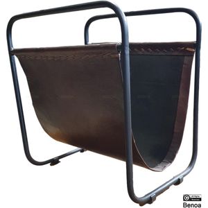 IJzeren Tijdschriftenrek Leren Mand 40